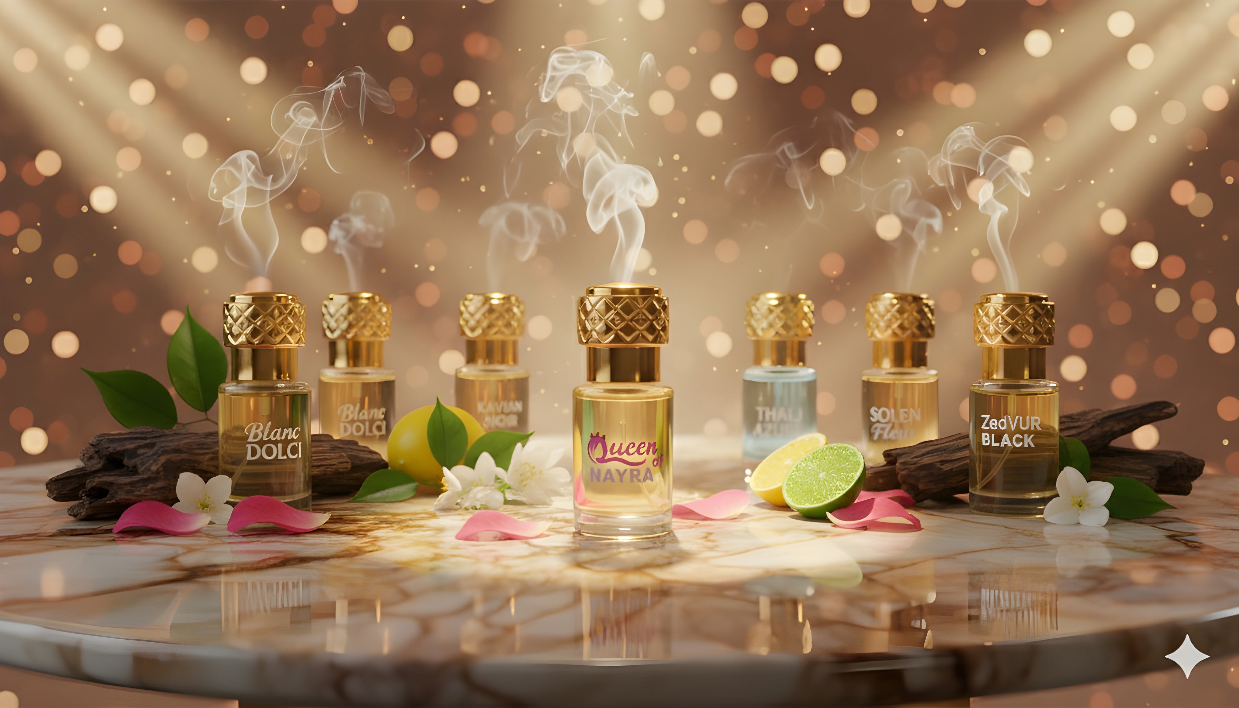 Elegant perfume bottle on a dark, luxurious background
