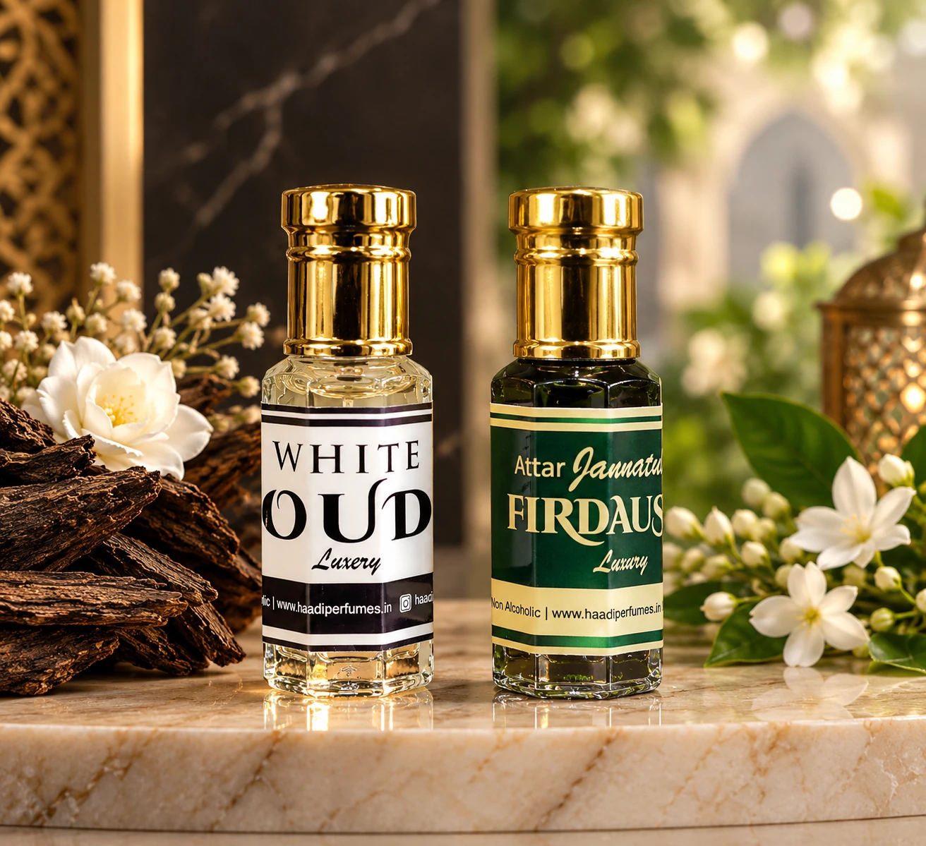 Haadi White Oud and Jannatul Firdaus attar duo pairing