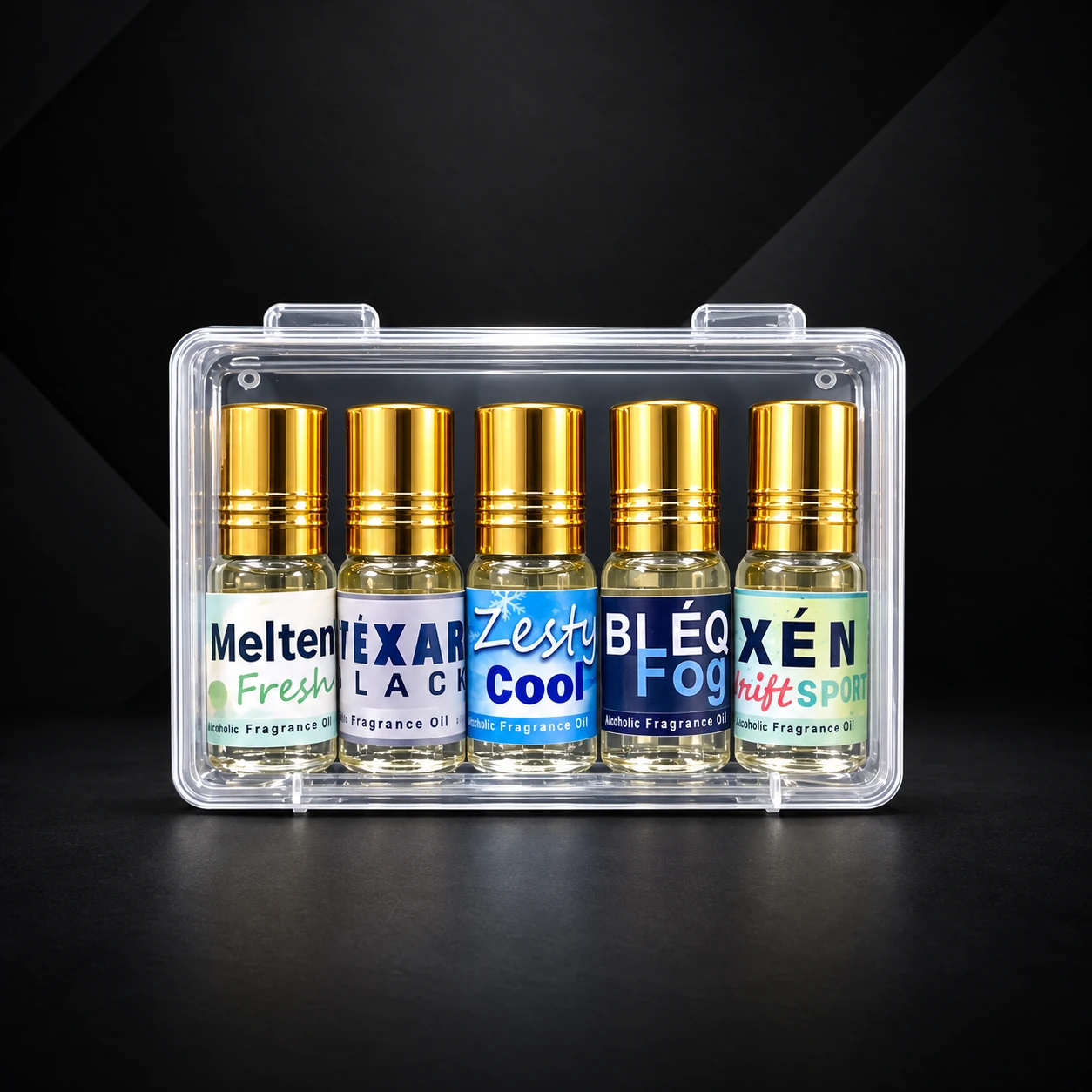 Haadi Cool Combo 5 fresh fragrance oils in travel case front view