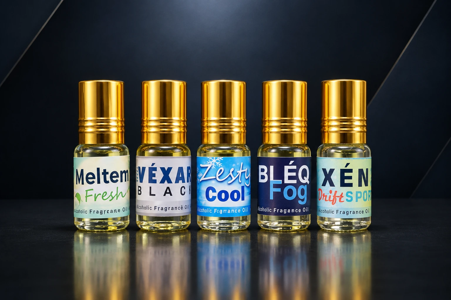Haadi Cool Combo bottles Meltem Fresh, Vexar Black, Zesty Cool, Bleq Fog, and Xenza Drift Sport