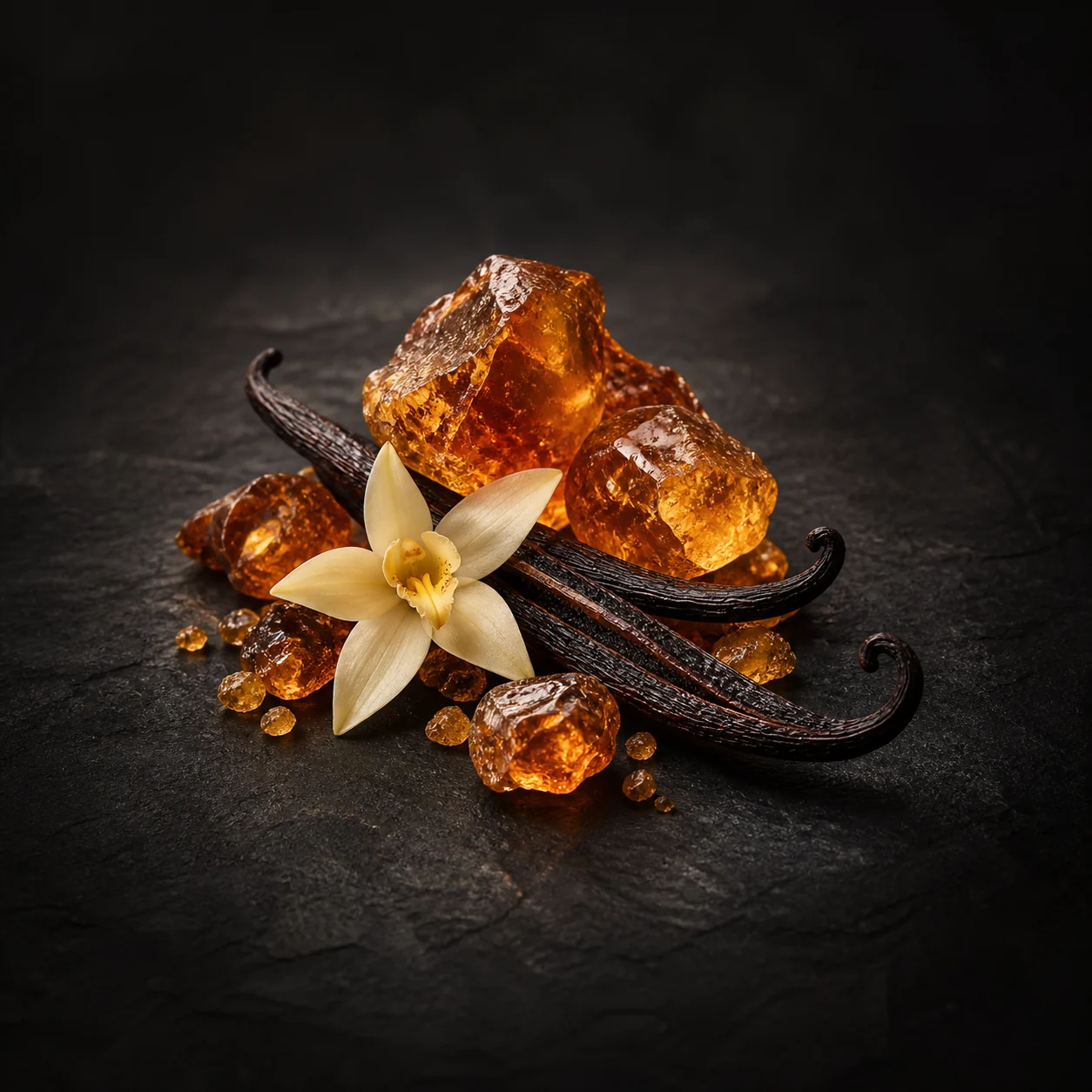 Base fragrance notes for Haadi Blanc Dolci: Sophisticated warm amber and vanilla