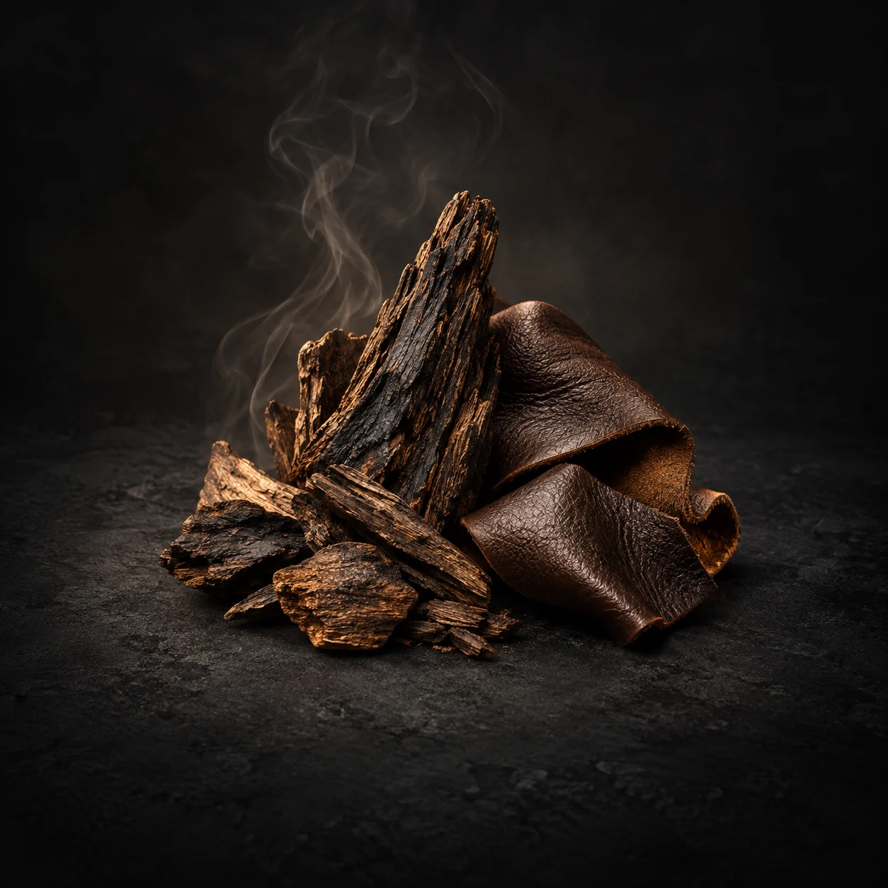 Base fragrance notes for Haadi Cafe Damishk: Smoky oud and leather
