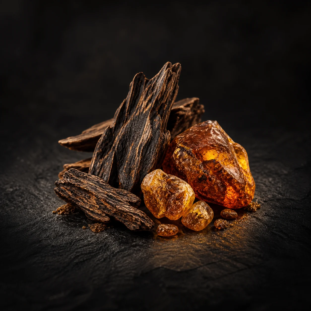 Base fragrance notes for Haadi Oud Rose: Resinous oud and deep amber