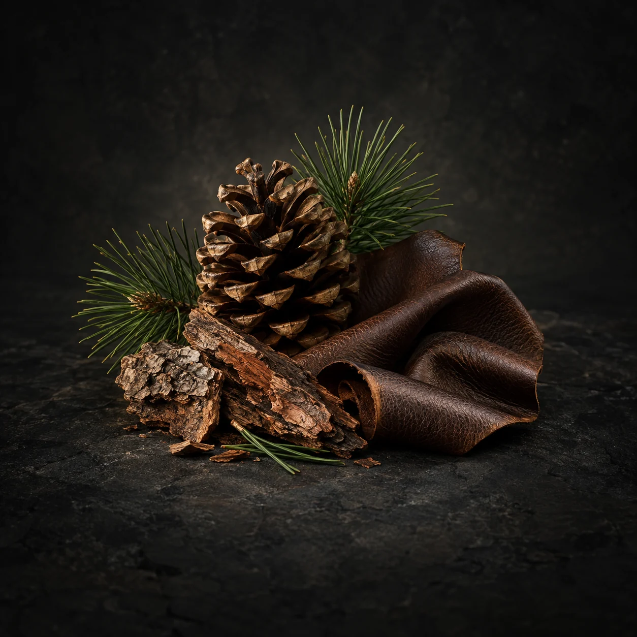 Base fragrance notes for Haadi The Forest Barber: Rugged pine and classic leather