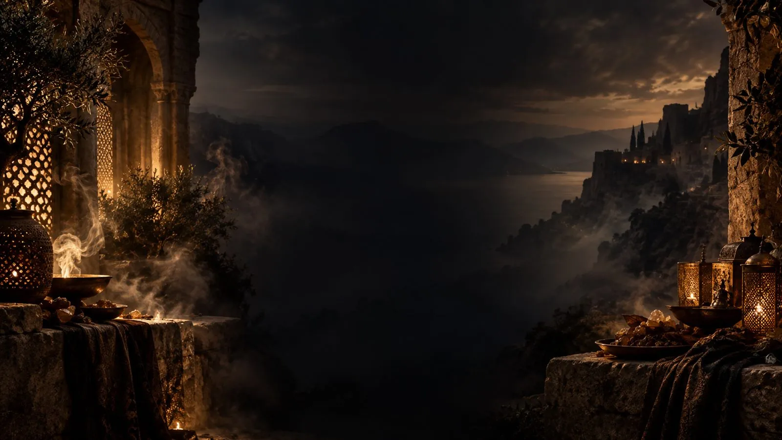 Atmospheric fragrance story artwork for Haadi Den Noir