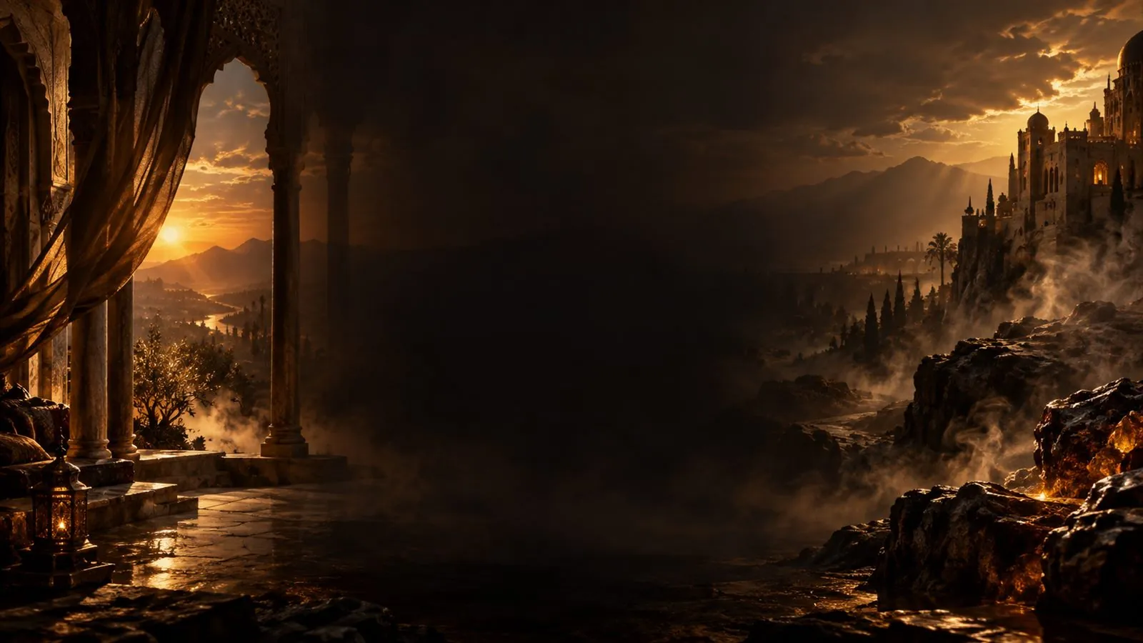Atmospheric fragrance story artwork for Haadi The Imperial Resin