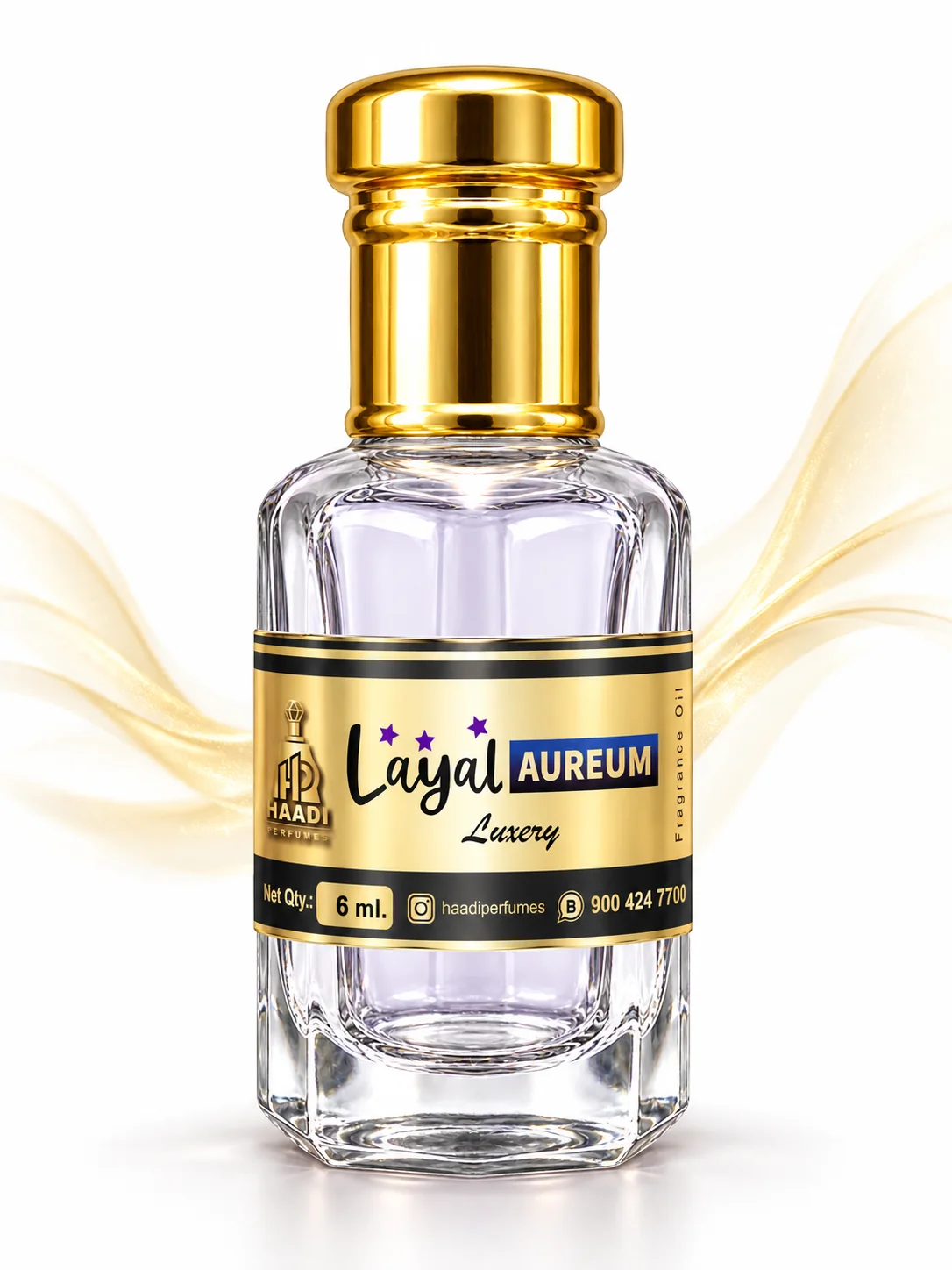 Haadi Layal Aureum 6 ml attar bottle