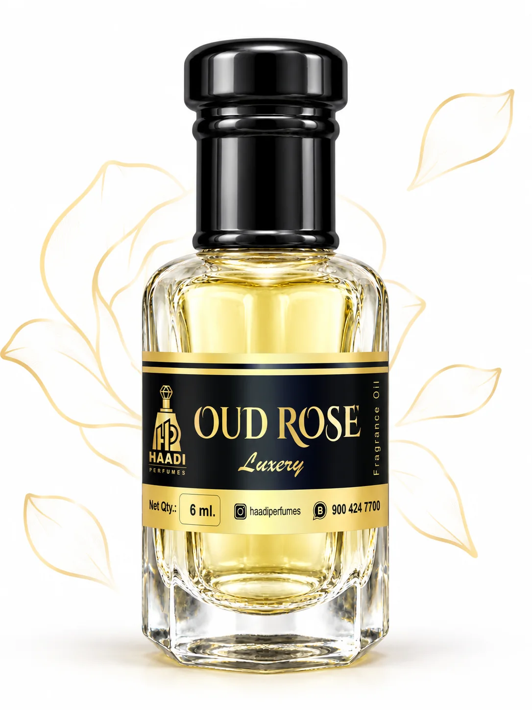 Haadi Oud Rose 6 ml attar bottle