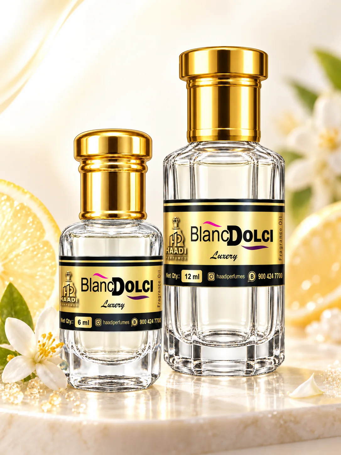 Haadi Blanc Dolci 6 ml and 12 ml attar bottle set