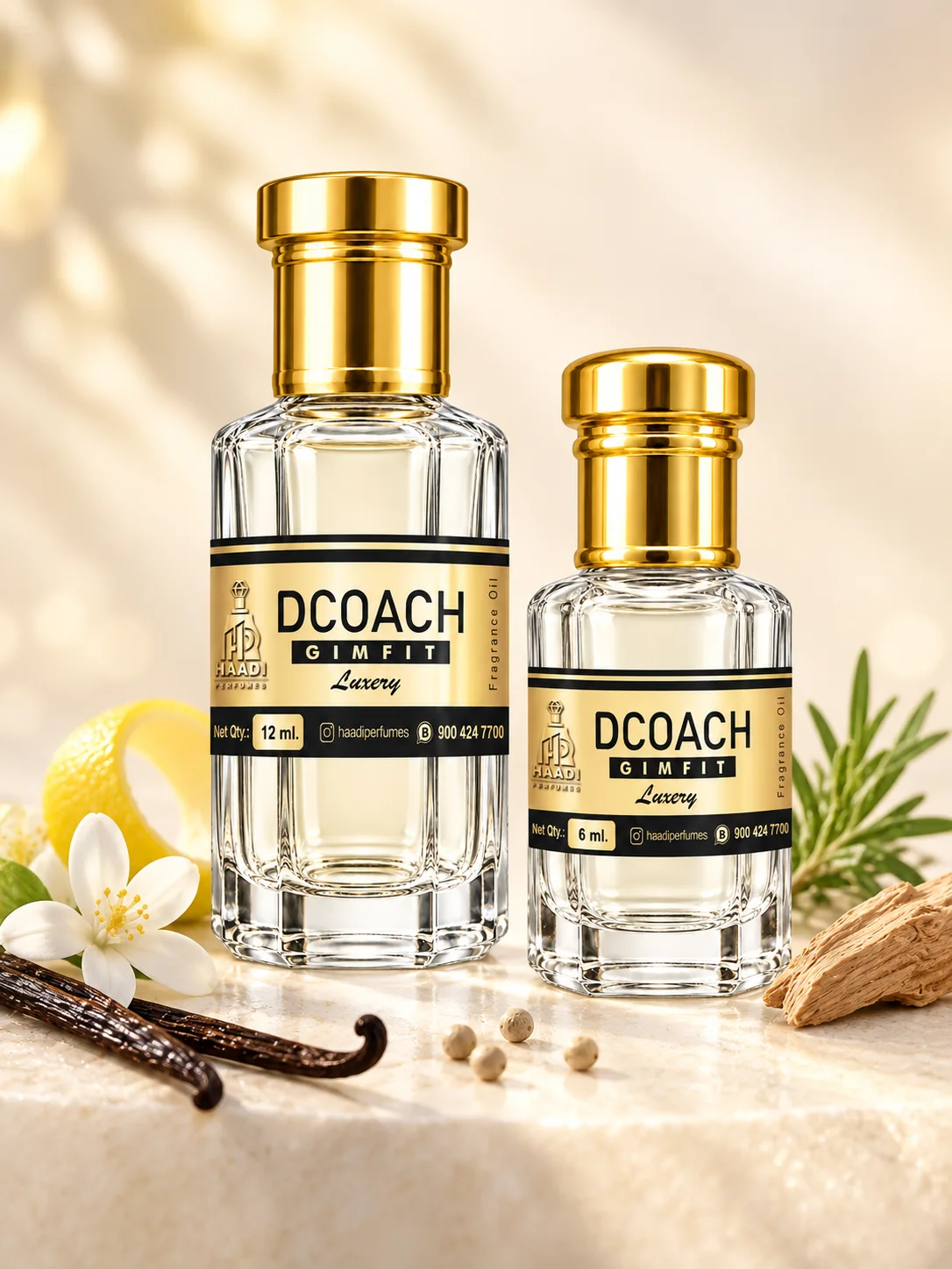 Haadi DCoach Gimfit 6 ml and 12 ml attar bottle set