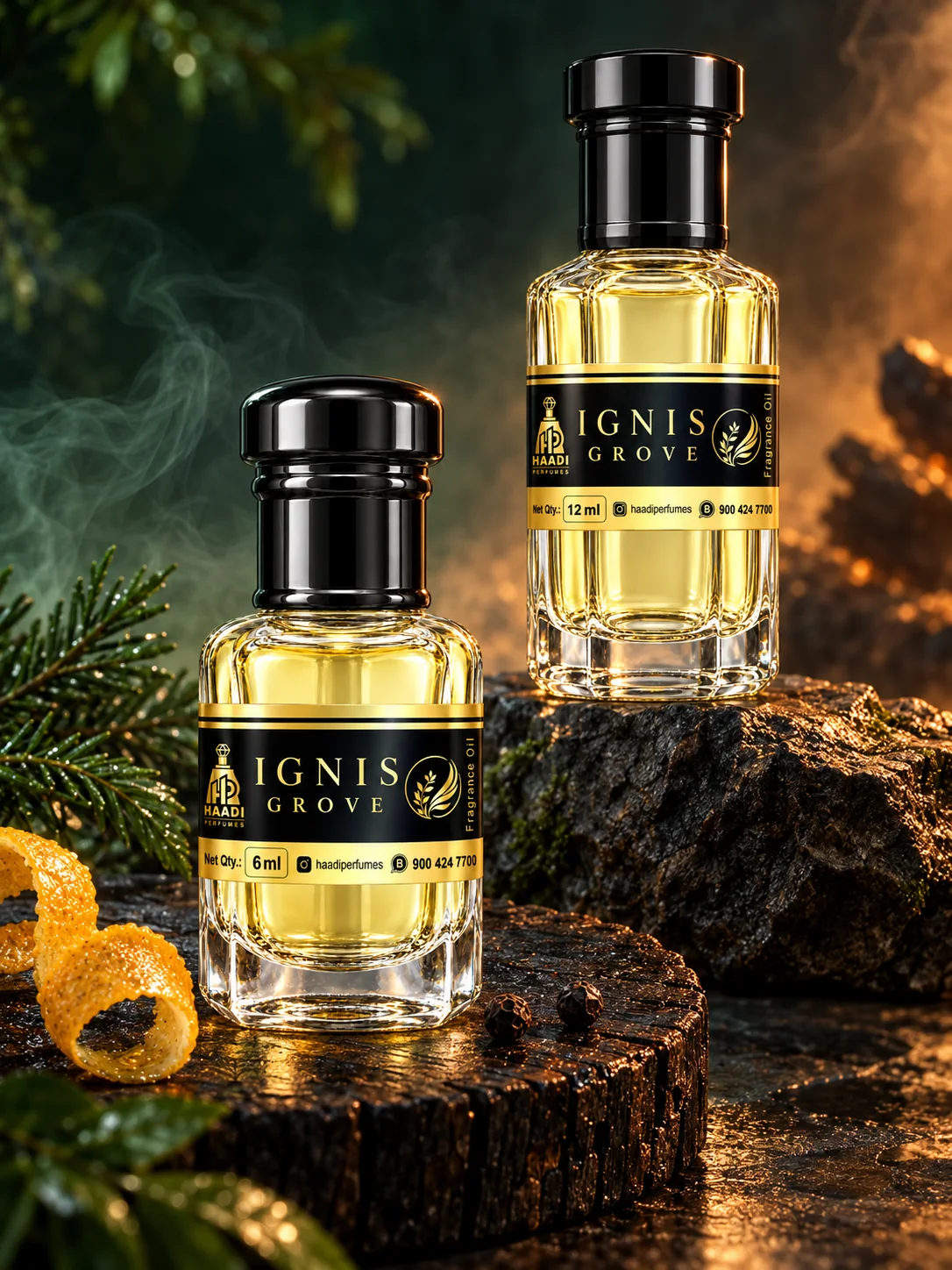Haadi Ignis Grove 6 ml and 12 ml attar bottle set
