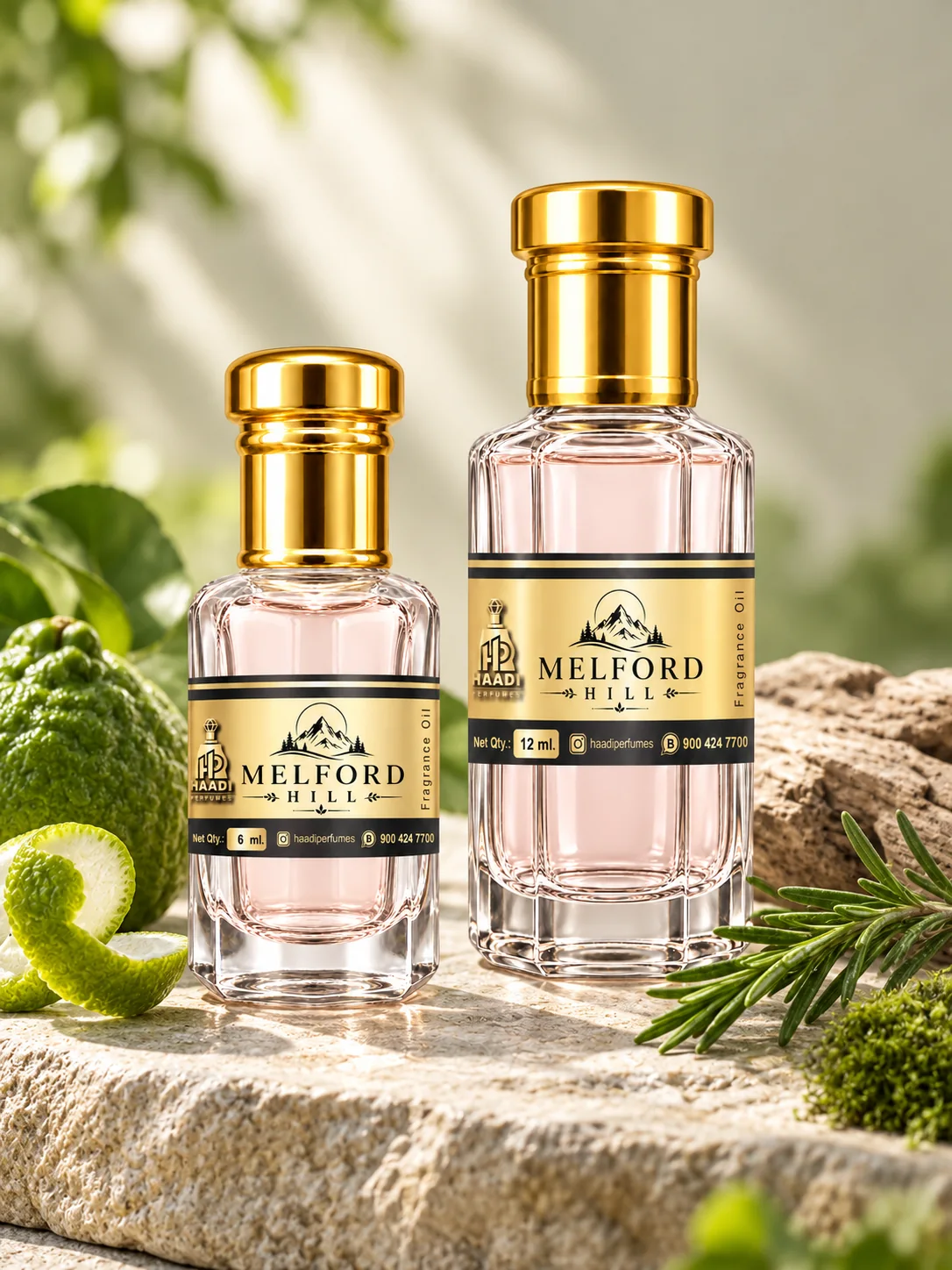 Haadi Melford Hill 6 ml and 12 ml attar bottle set