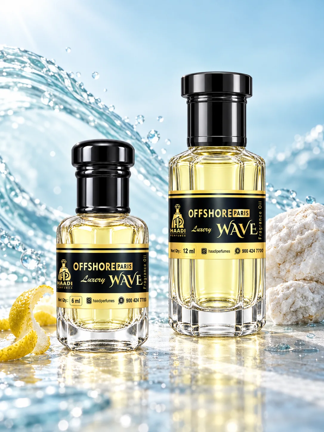 Haadi Offshore Paris Wave 6 ml and 12 ml attar bottle set