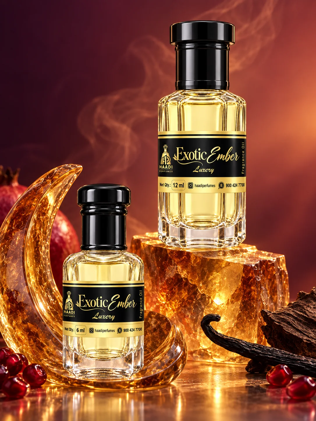 Haadi The Exotic Ember 6 ml and 12 ml attar bottle set