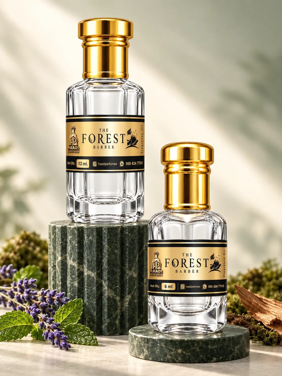 Haadi The Forest Barber 6 ml and 12 ml attar bottle set