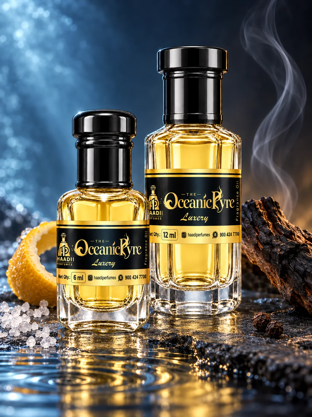 Haadi The Oceanic Pyre 6 ml and 12 ml attar bottle set